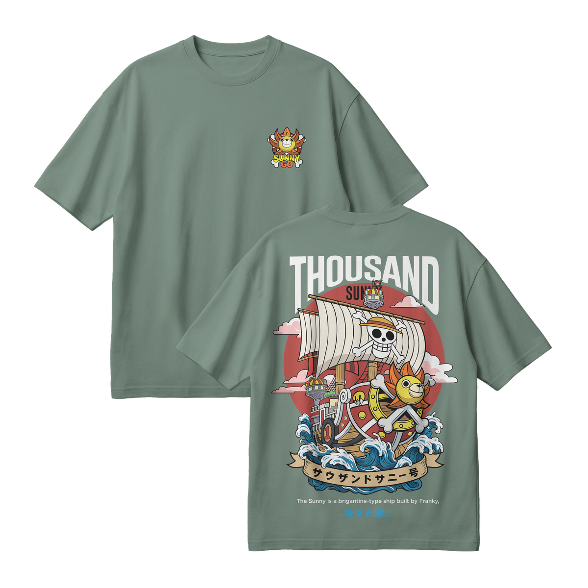 Anime One Piece Thousand Sunny Oversized T-Shirt - RZM016