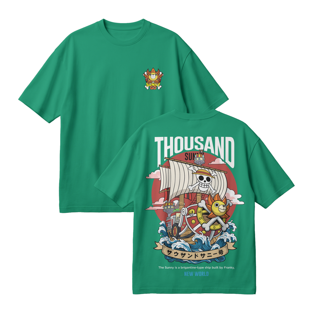Anime One Piece Thousand Sunny Oversized T-Shirt - RZM016