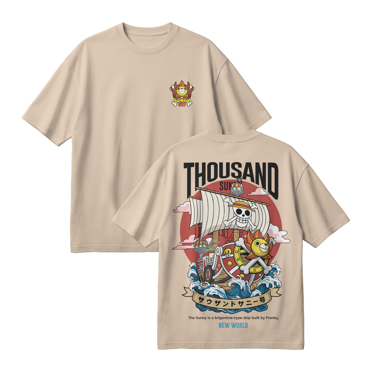 Anime One Piece Thousand Sunny Oversized T-Shirt - RZM016