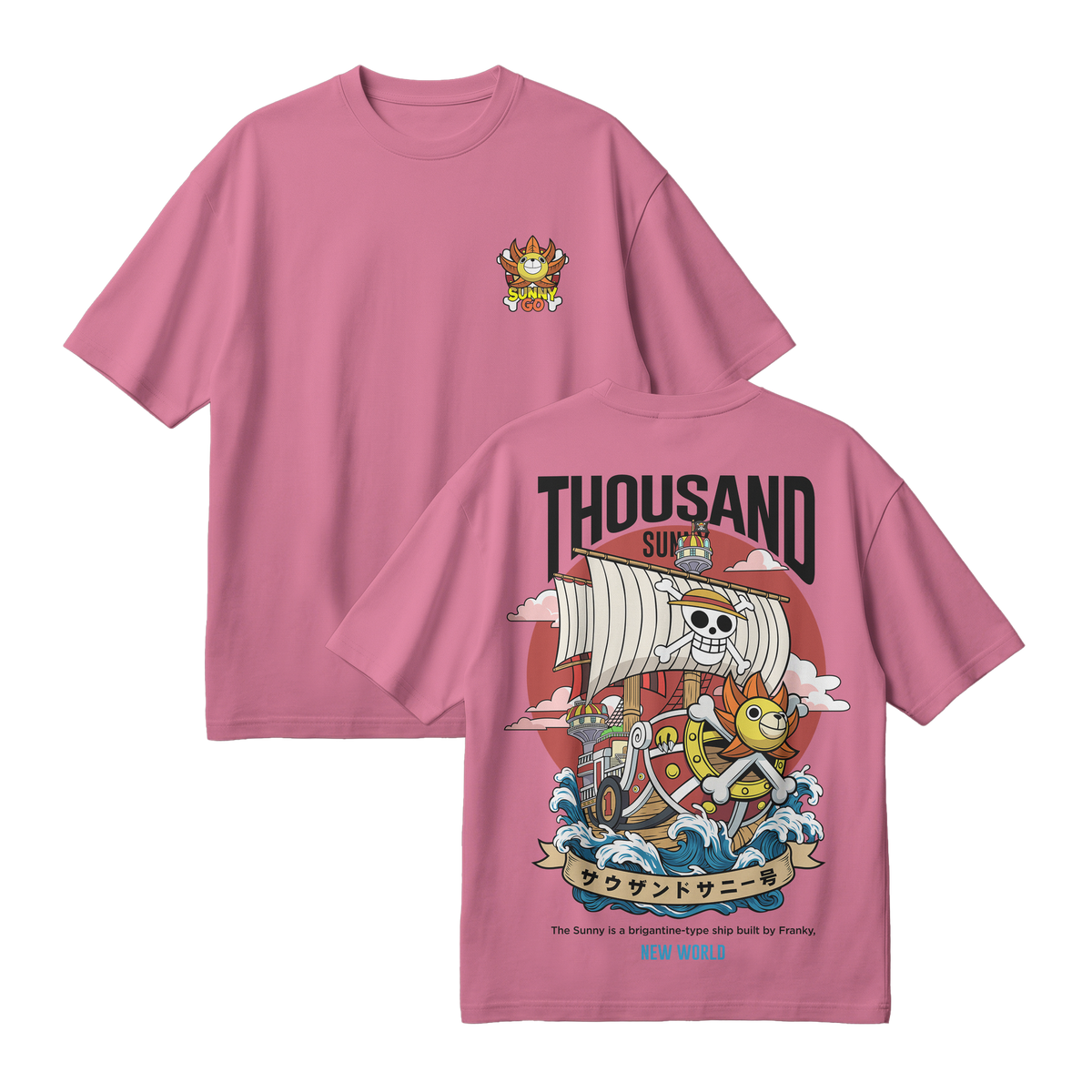 Anime One Piece Thousand Sunny Oversized T-Shirt - RZM016