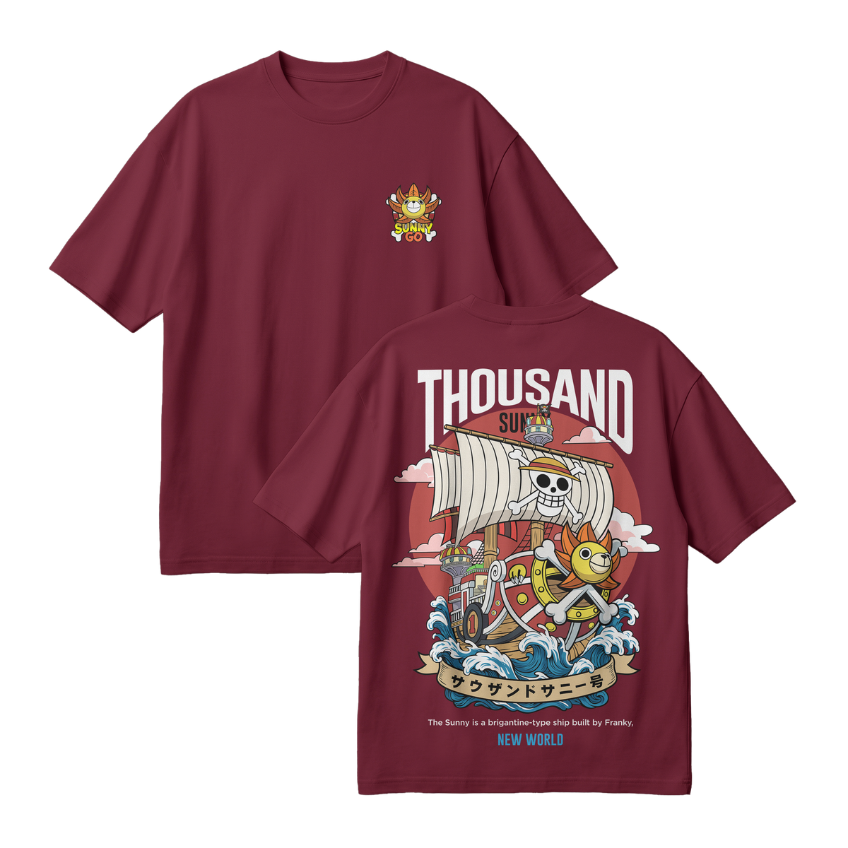 Anime One Piece Thousand Sunny Oversized T-Shirt - RZM016