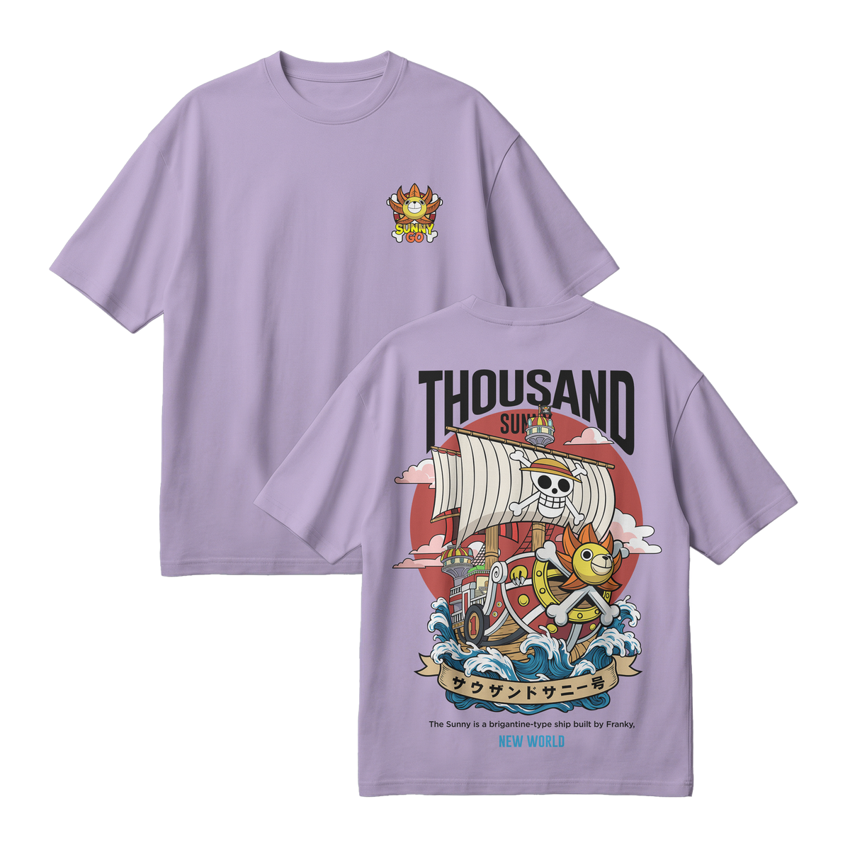 Anime One Piece Thousand Sunny Oversized T-Shirt - RZM016