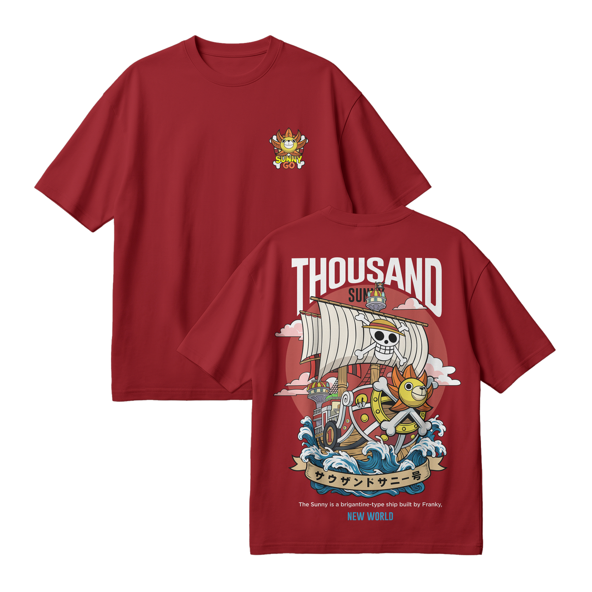 Anime One Piece Thousand Sunny Oversized T-Shirt - RZM016