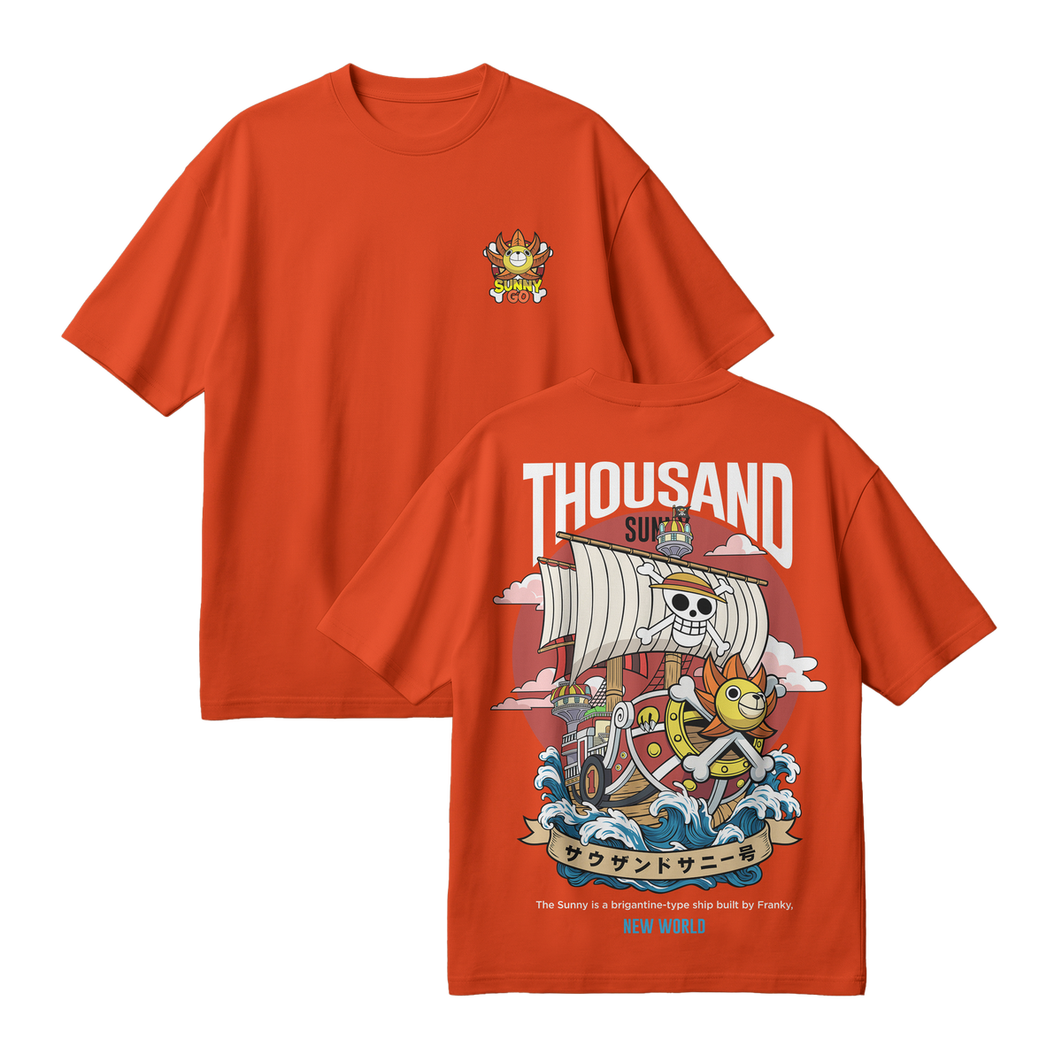 Anime One Piece Thousand Sunny Oversized T-Shirt - RZM016