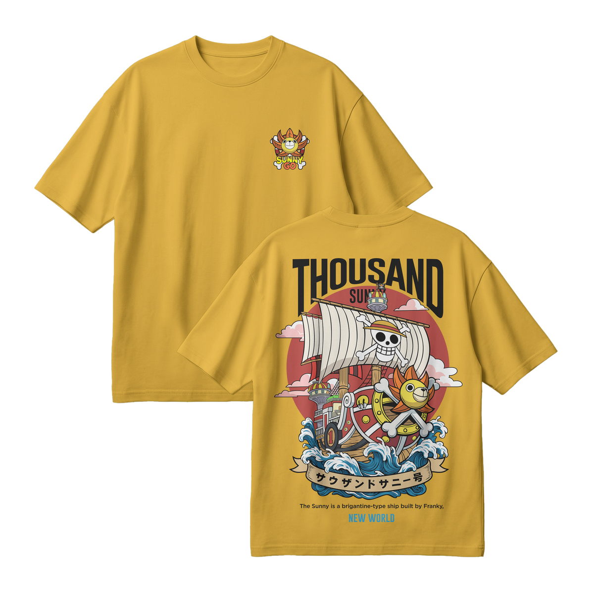 Anime One Piece Thousand Sunny Oversized T-Shirt - RZM016
