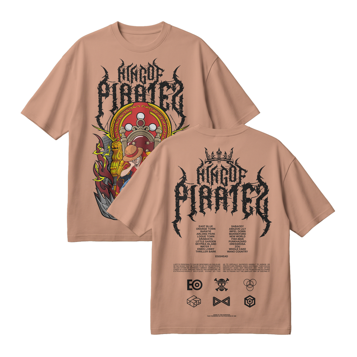 Anime One Piece Monkey D. Luffy King Of Pirates Oversized T-Shirt - RZM019