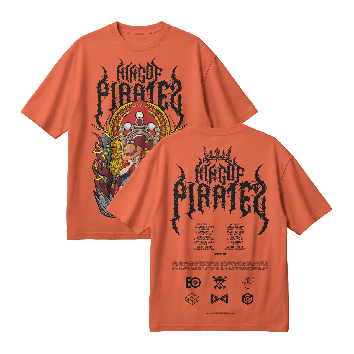 Anime One Piece Monkey D. Luffy King Of Pirates Oversized T-Shirt - RZM019