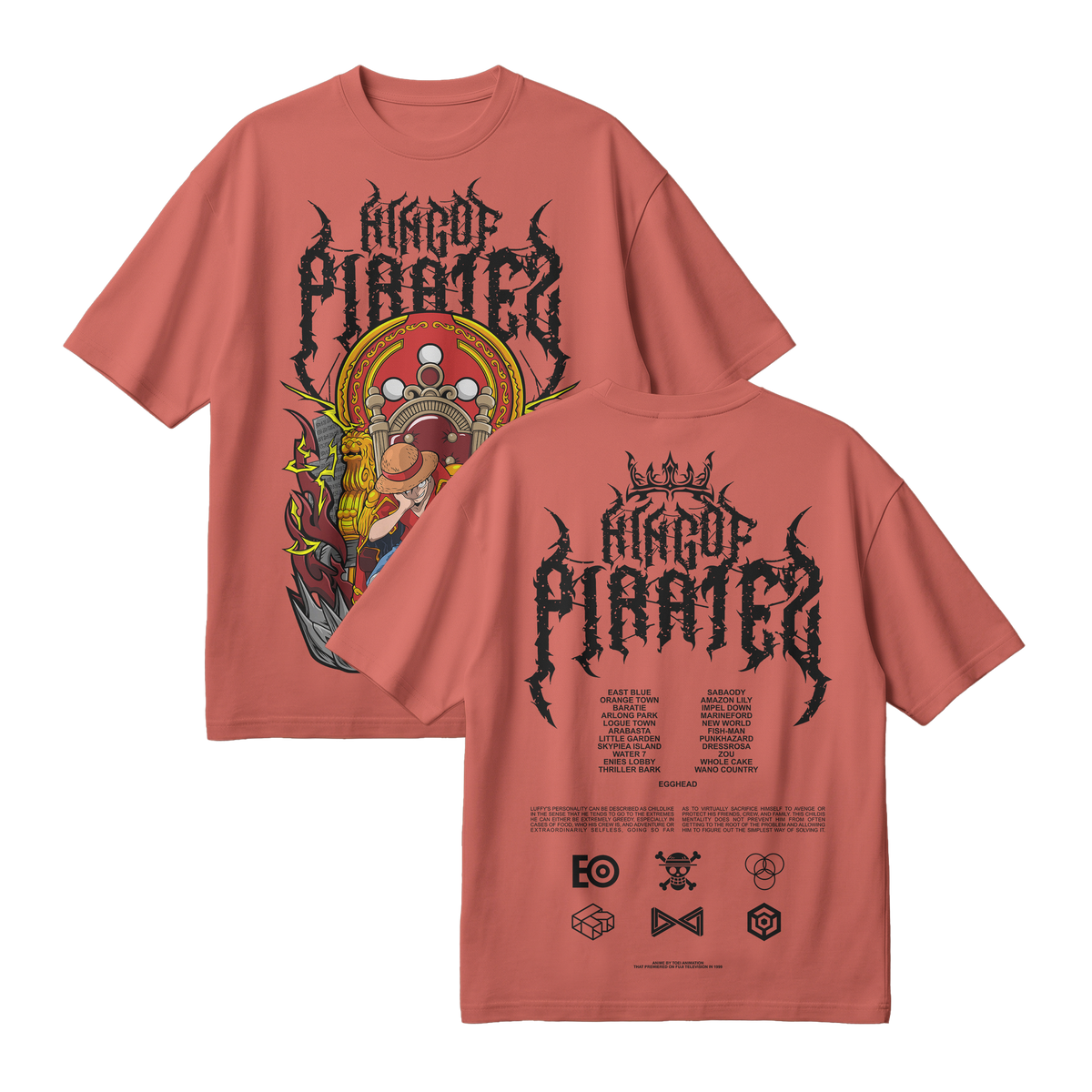 Anime One Piece Monkey D. Luffy King Of Pirates Oversized T-Shirt - RZM019