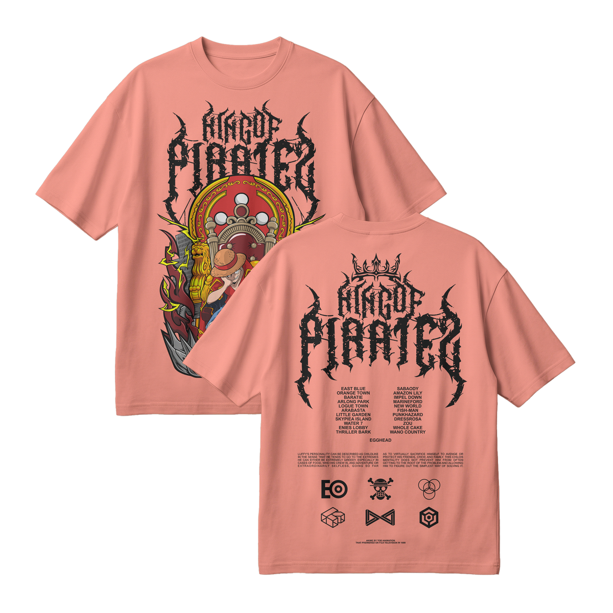 Anime One Piece Monkey D. Luffy King Of Pirates Oversized T-Shirt - RZM019