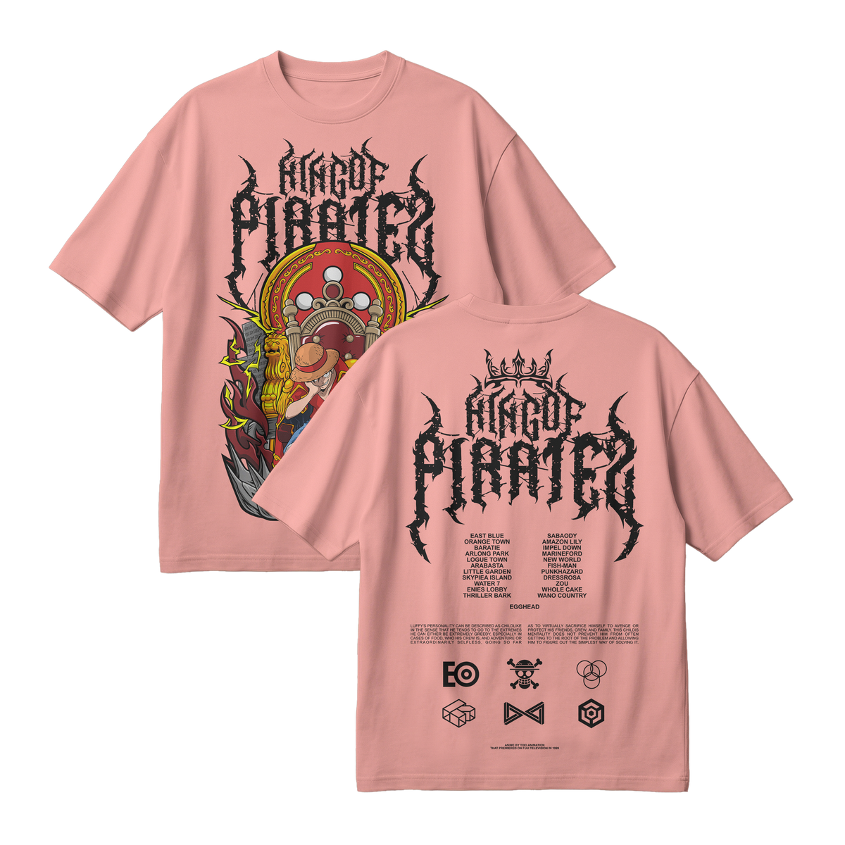 Anime One Piece Monkey D. Luffy King Of Pirates Oversized T-Shirt - RZM019