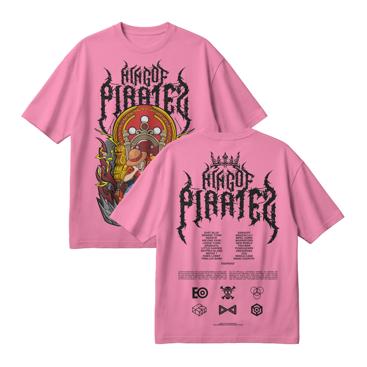 Anime One Piece Monkey D. Luffy King Of Pirates Oversized T-Shirt - RZM019