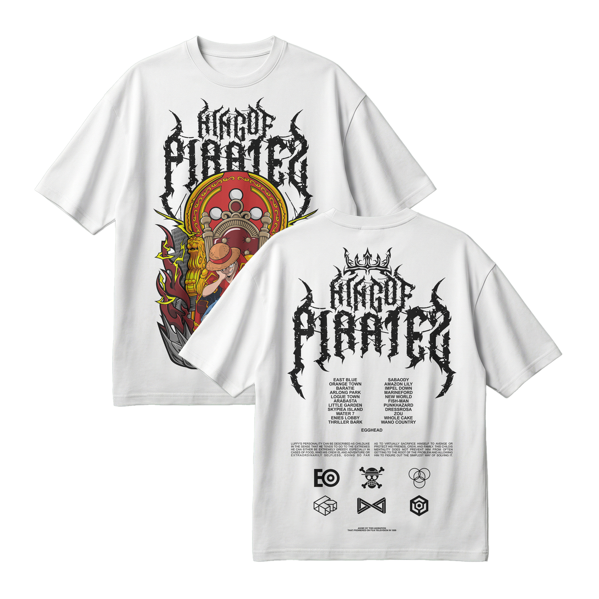 Anime One Piece Monkey D. Luffy King Of Pirates Oversized T-Shirt - RZM019