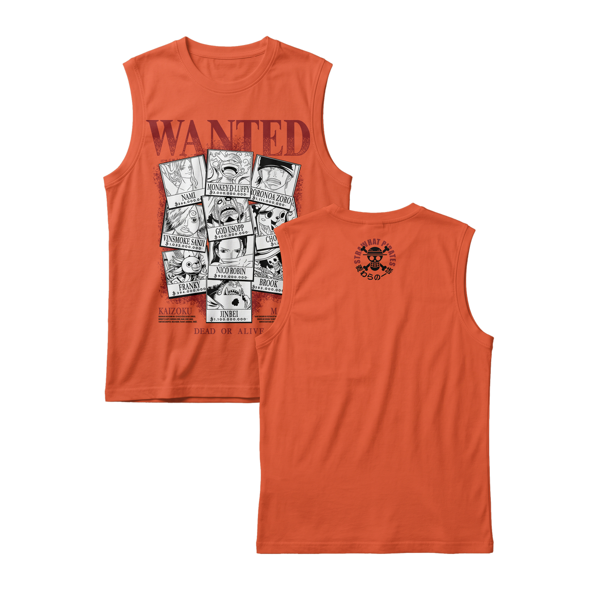 Anime One Piece Wanted Mugiwara Crew Sleeveless - RZM008