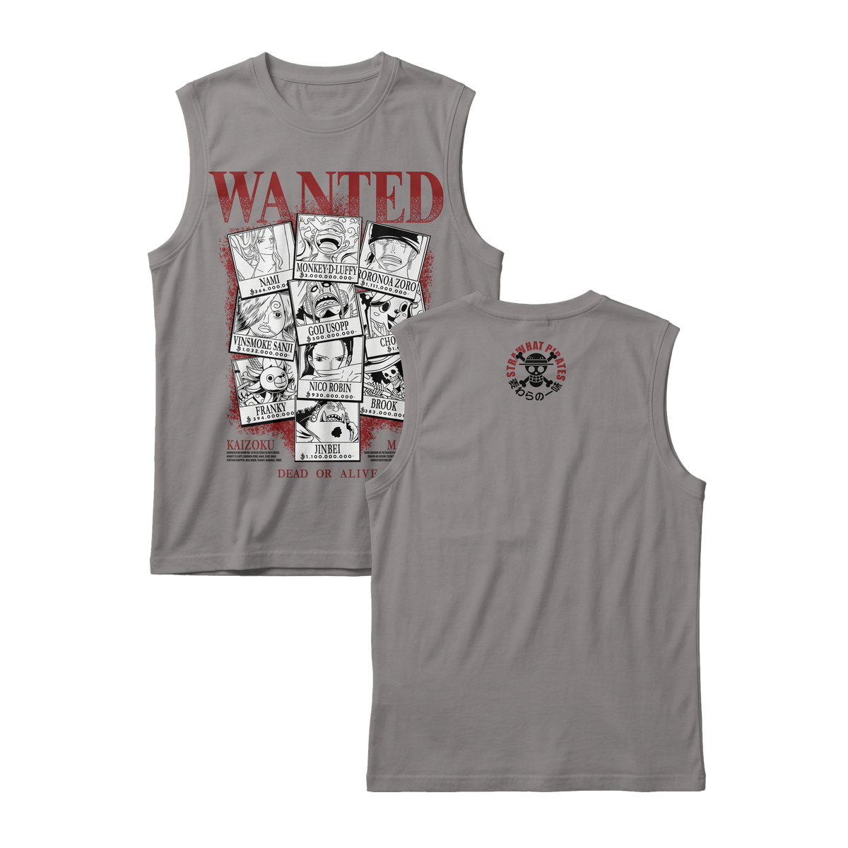 Anime One Piece Wanted Mugiwara Crew Sleeveless - RZM008
