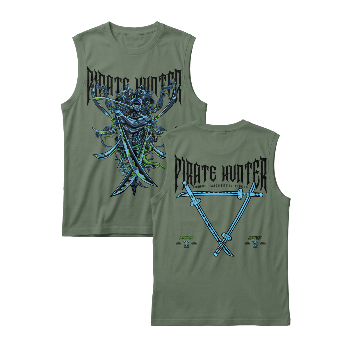 Anime One Piece Roronoa Zoro Pirates Hunter Sleeveless - RZM010