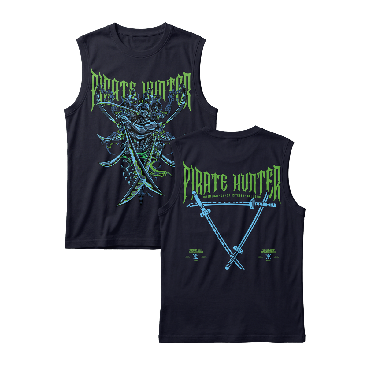 Anime One Piece Roronoa Zoro Pirates Hunter Sleeveless - RZM010
