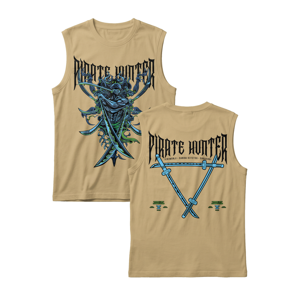 Anime One Piece Roronoa Zoro Pirates Hunter Sleeveless - RZM010
