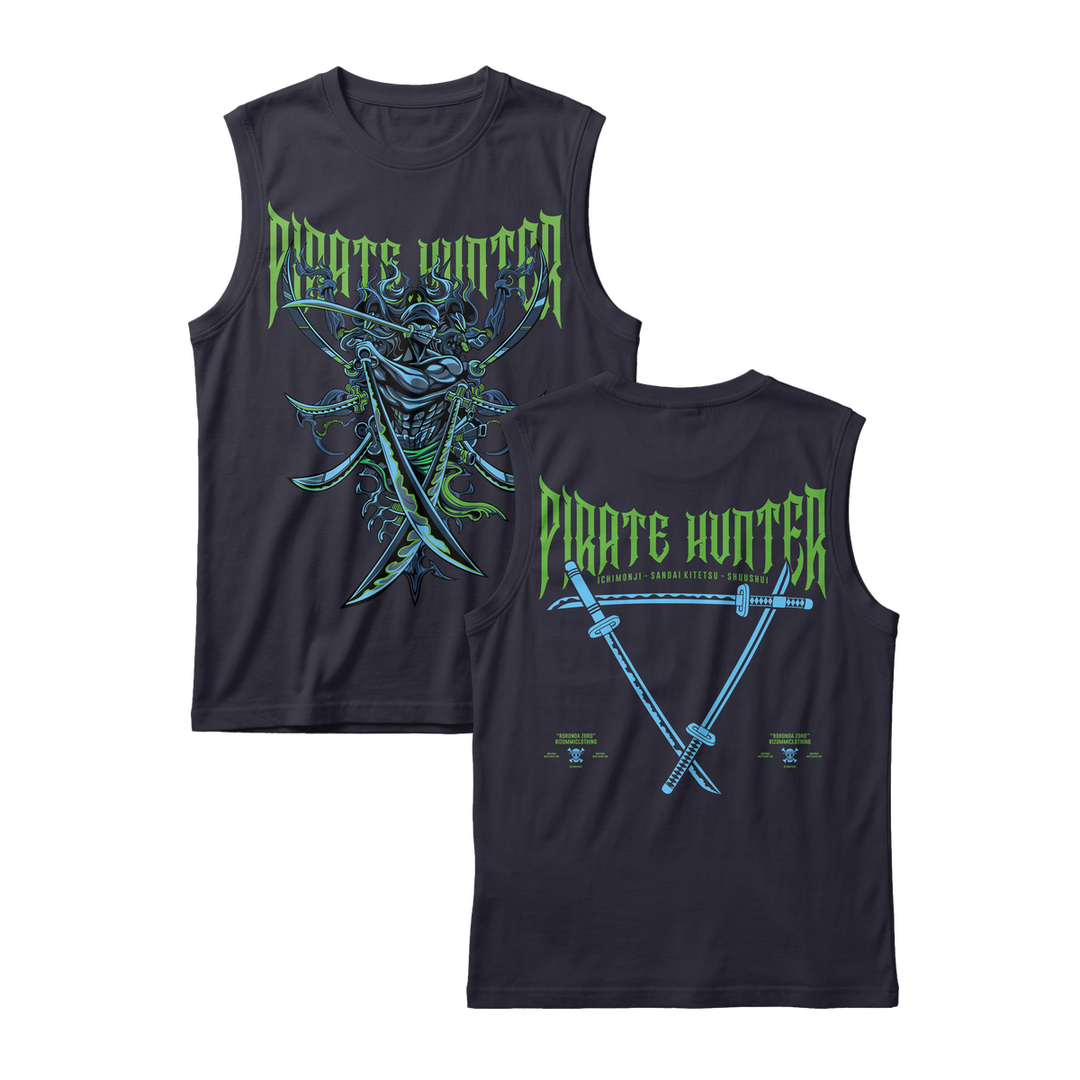 Anime One Piece Roronoa Zoro Pirates Hunter Sleeveless - RZM010