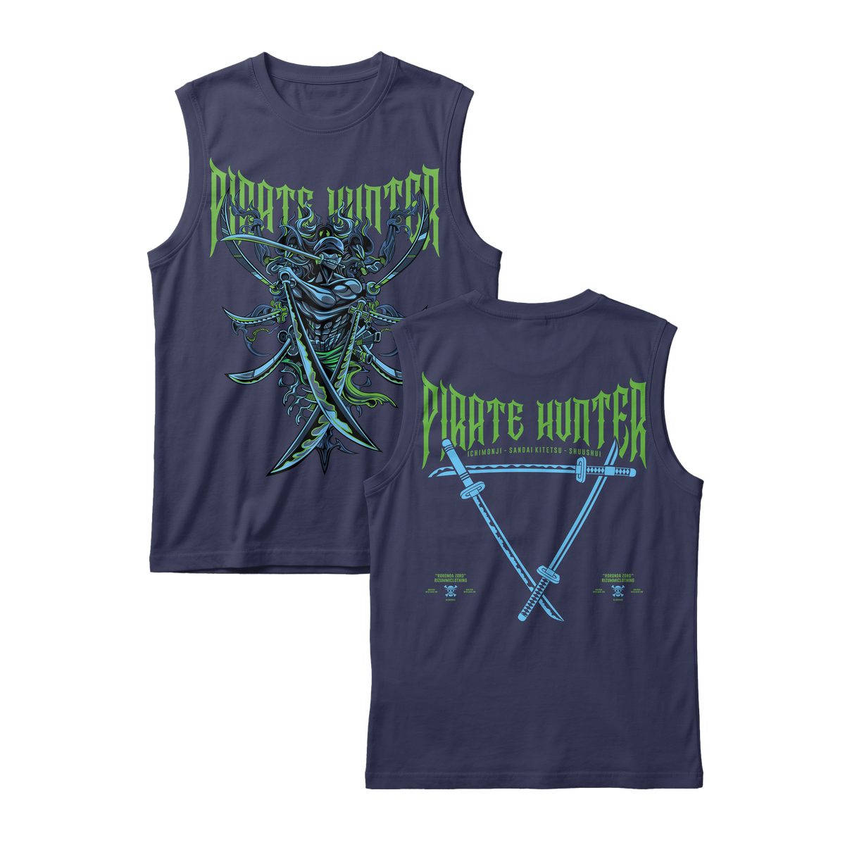 Anime One Piece Roronoa Zoro Pirates Hunter Sleeveless - RZM010