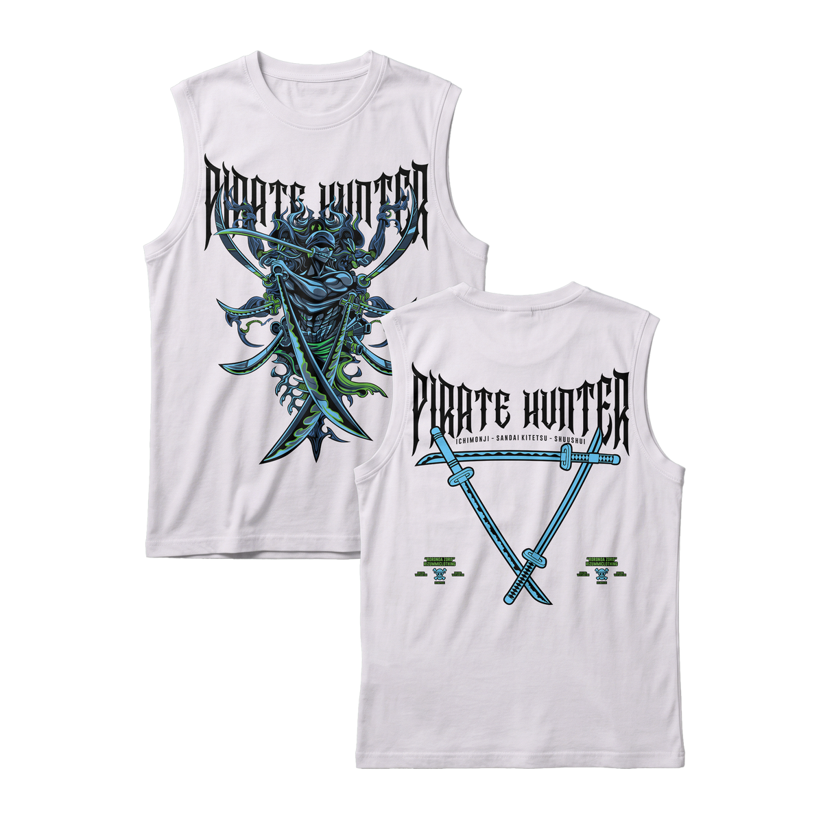 Anime One Piece Roronoa Zoro Pirates Hunter Sleeveless - RZM010
