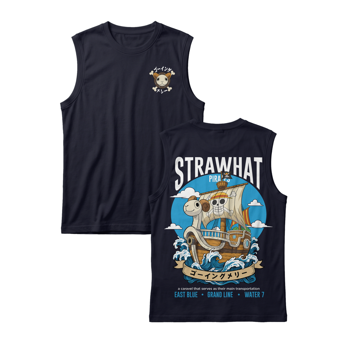 Anime One Piece Straw Hat Pirates Thousand Sunny Journey Sleeveless - RZM017