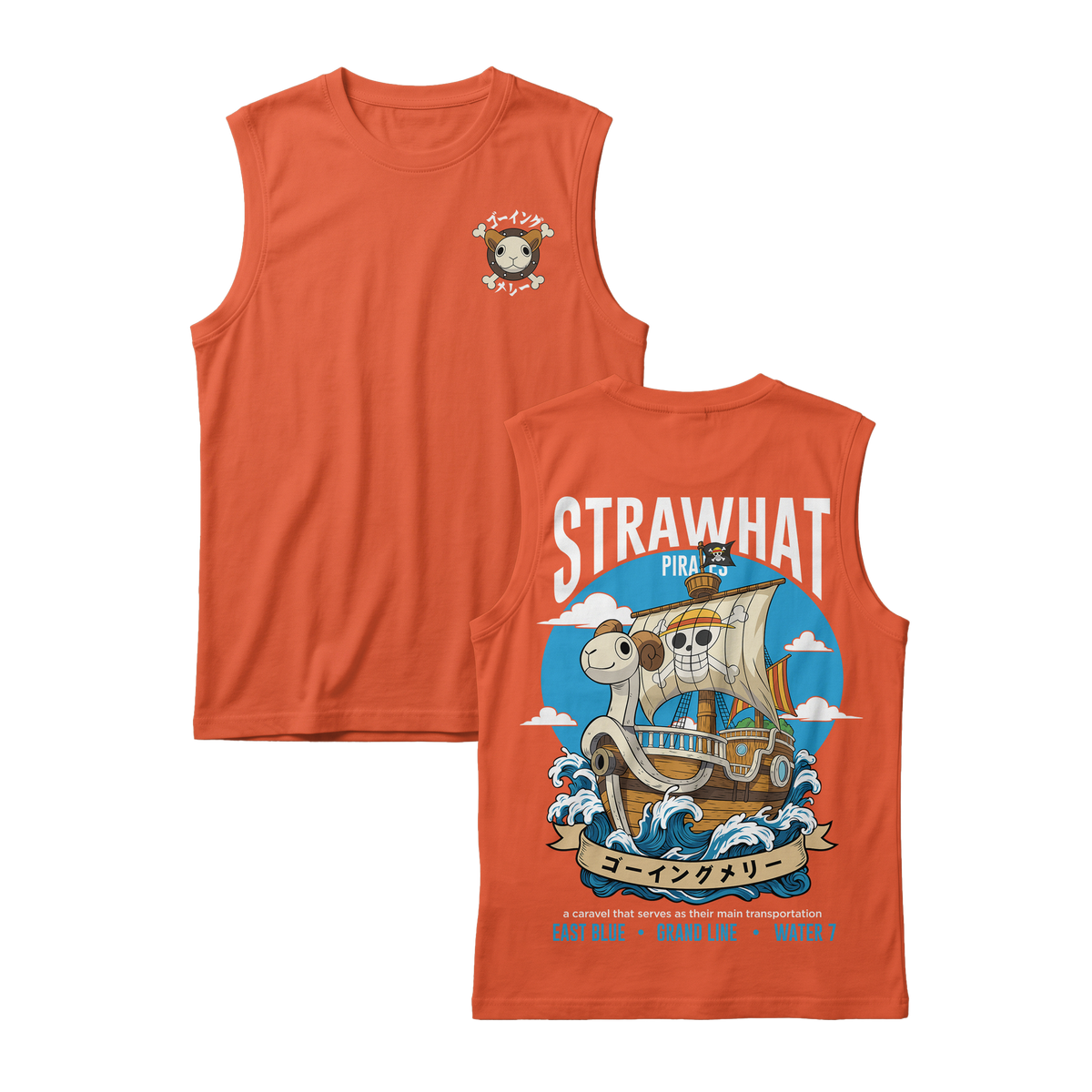 Anime One Piece Straw Hat Pirates Thousand Sunny Journey Sleeveless - RZM017