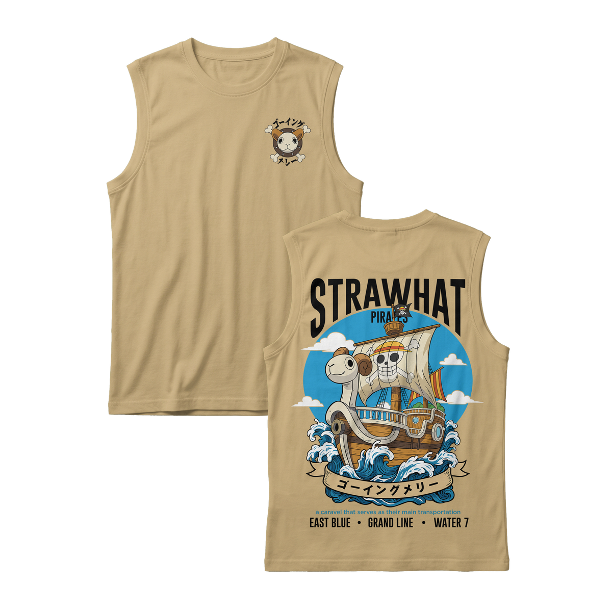 Anime One Piece Straw Hat Pirates Thousand Sunny Journey Sleeveless - RZM017