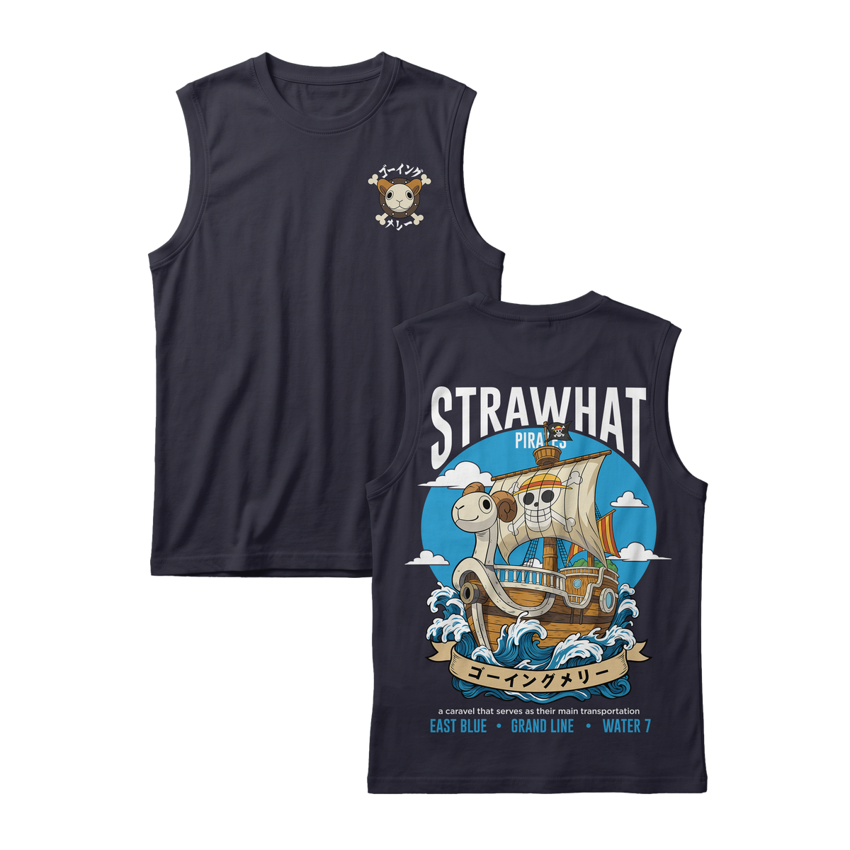 Anime One Piece Straw Hat Pirates Thousand Sunny Journey Sleeveless - RZM017