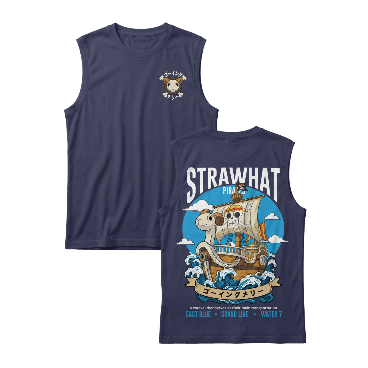Anime One Piece Straw Hat Pirates Thousand Sunny Journey Sleeveless - RZM017