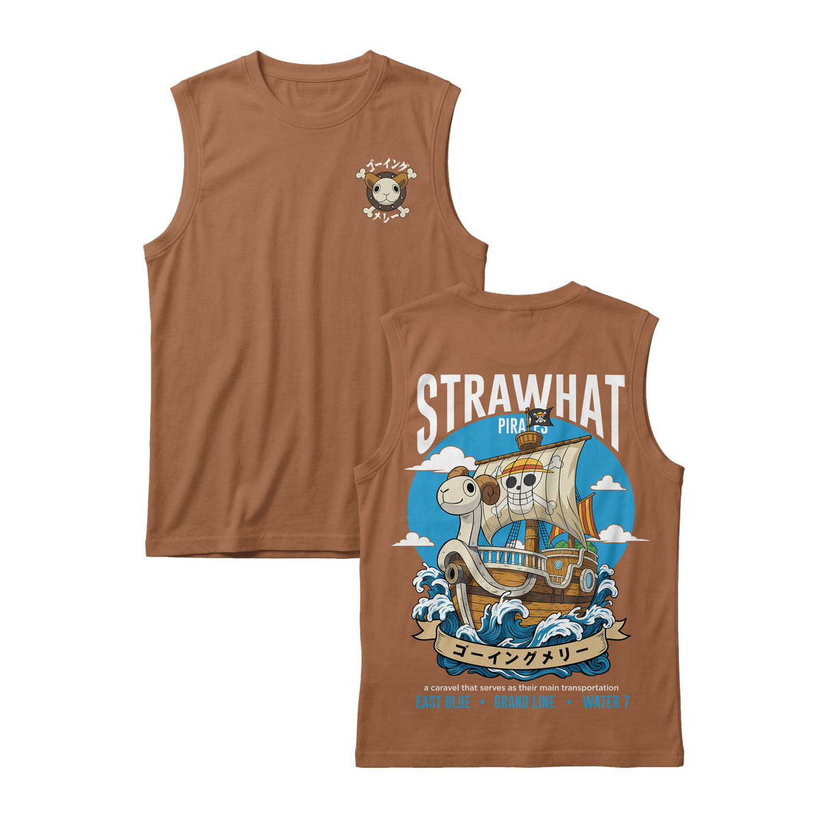 Anime One Piece Straw Hat Pirates Thousand Sunny Journey Sleeveless - RZM017