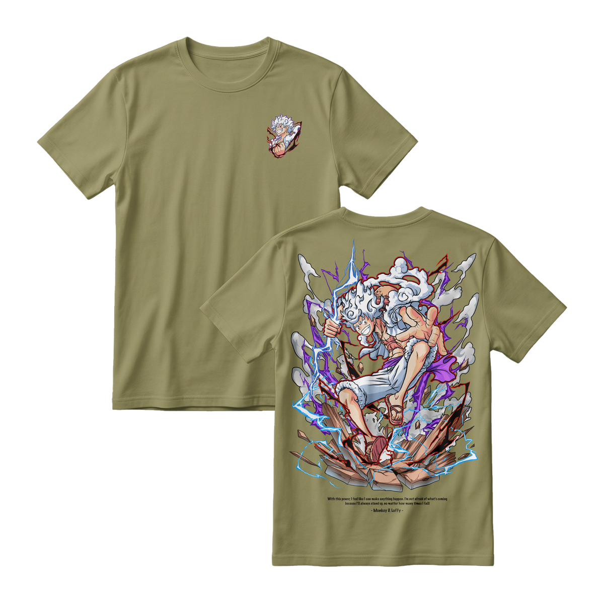 Anime One Piece Monkey D. Luffy Short Sleeve Tee - ARMY