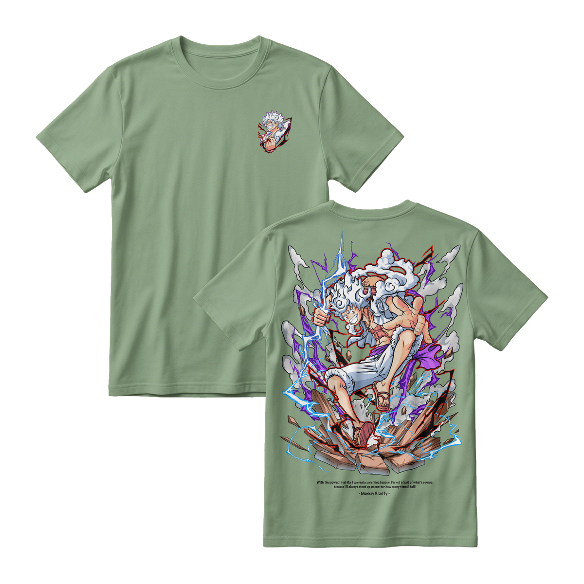 Anime One Piece Monkey D. Luffy Short Sleeve Tee - ASPARAGUS