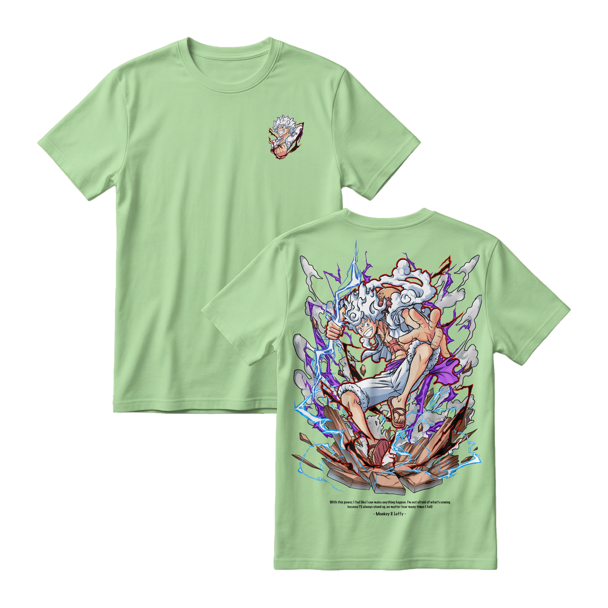 Anime One Piece Monkey D. Luffy Short Sleeve Tee - AVOCADO