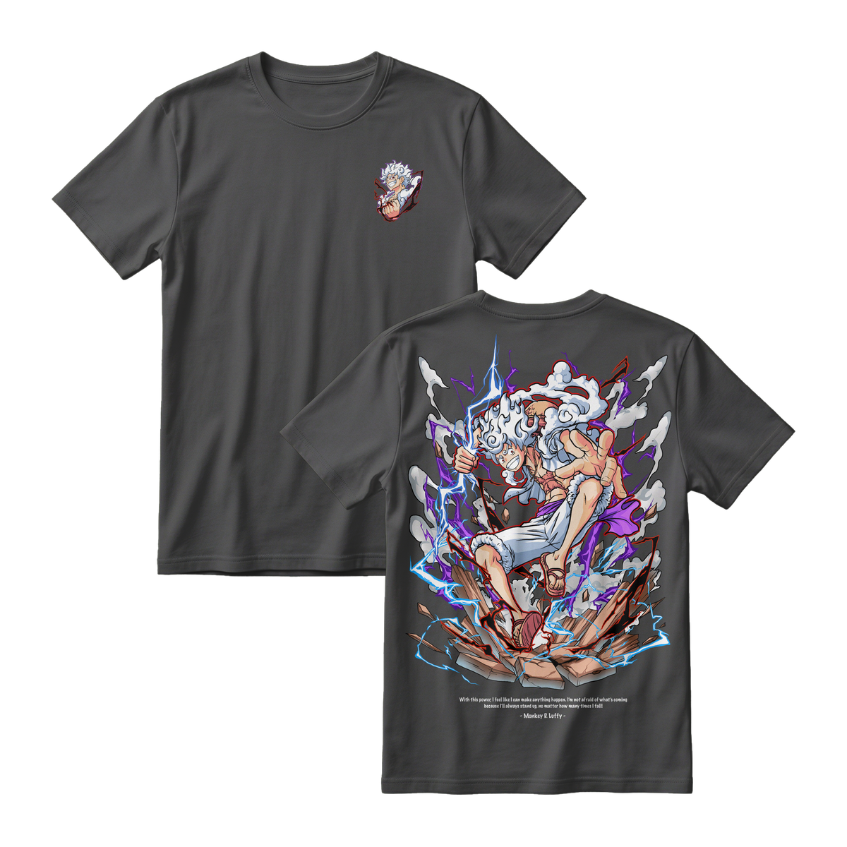 Anime One Piece Monkey D. Luffy Short Sleeve Tee - BLACK-JELLY
