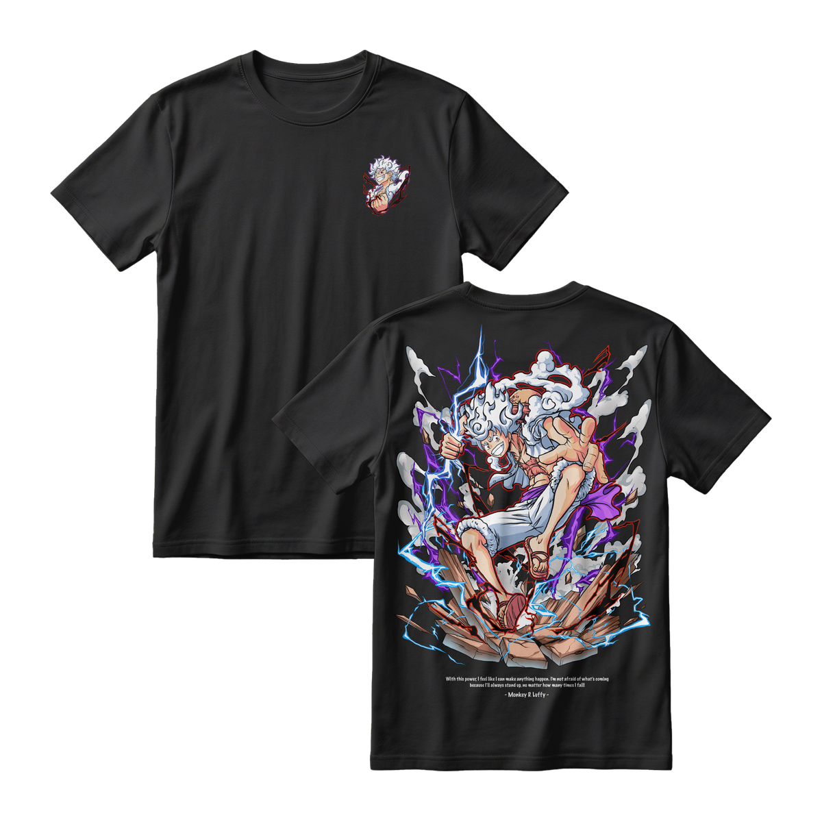 Anime One Piece Monkey D. Luffy Short Sleeve Tee - BLACK