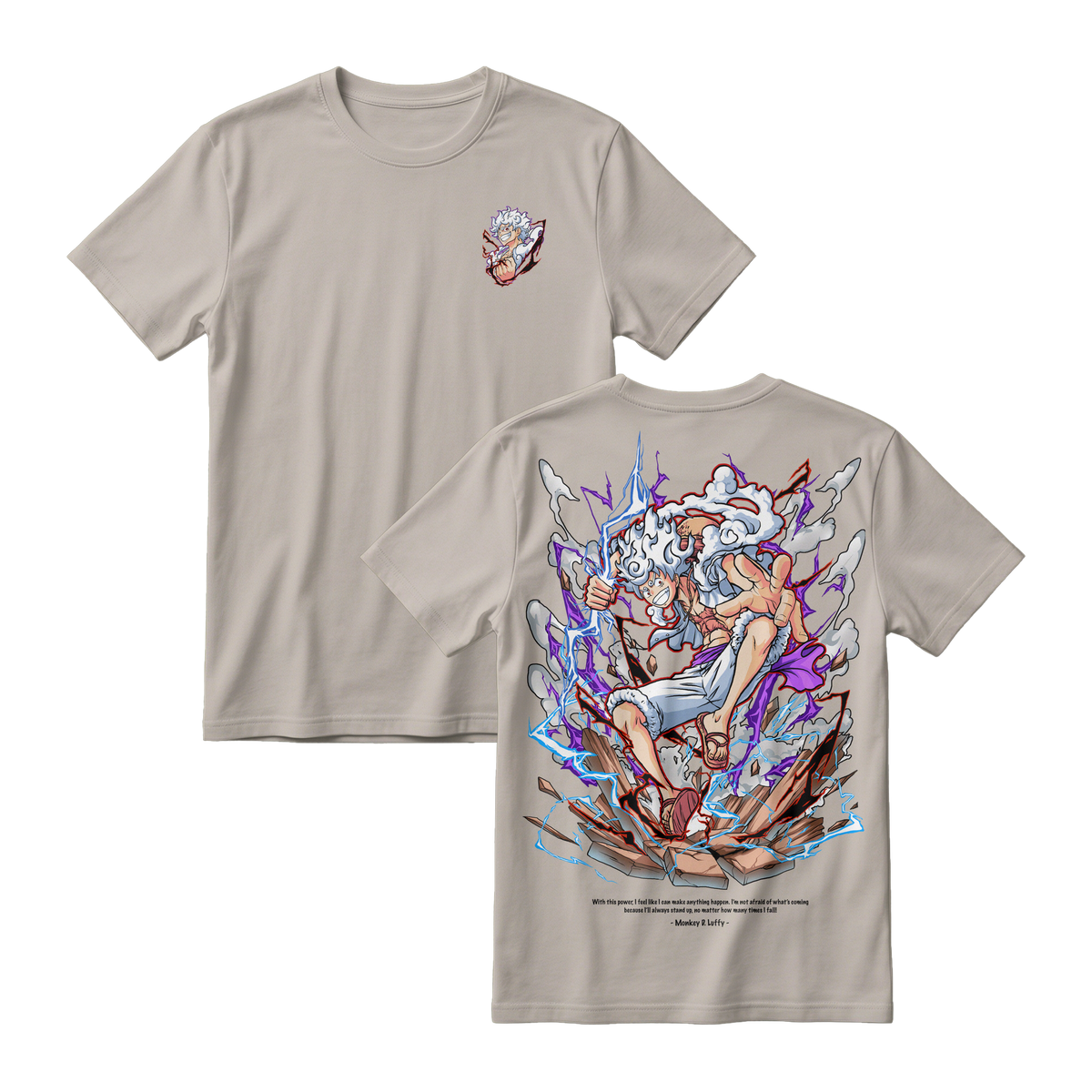 Anime One Piece Monkey D. Luffy Short Sleeve Tee - BONE