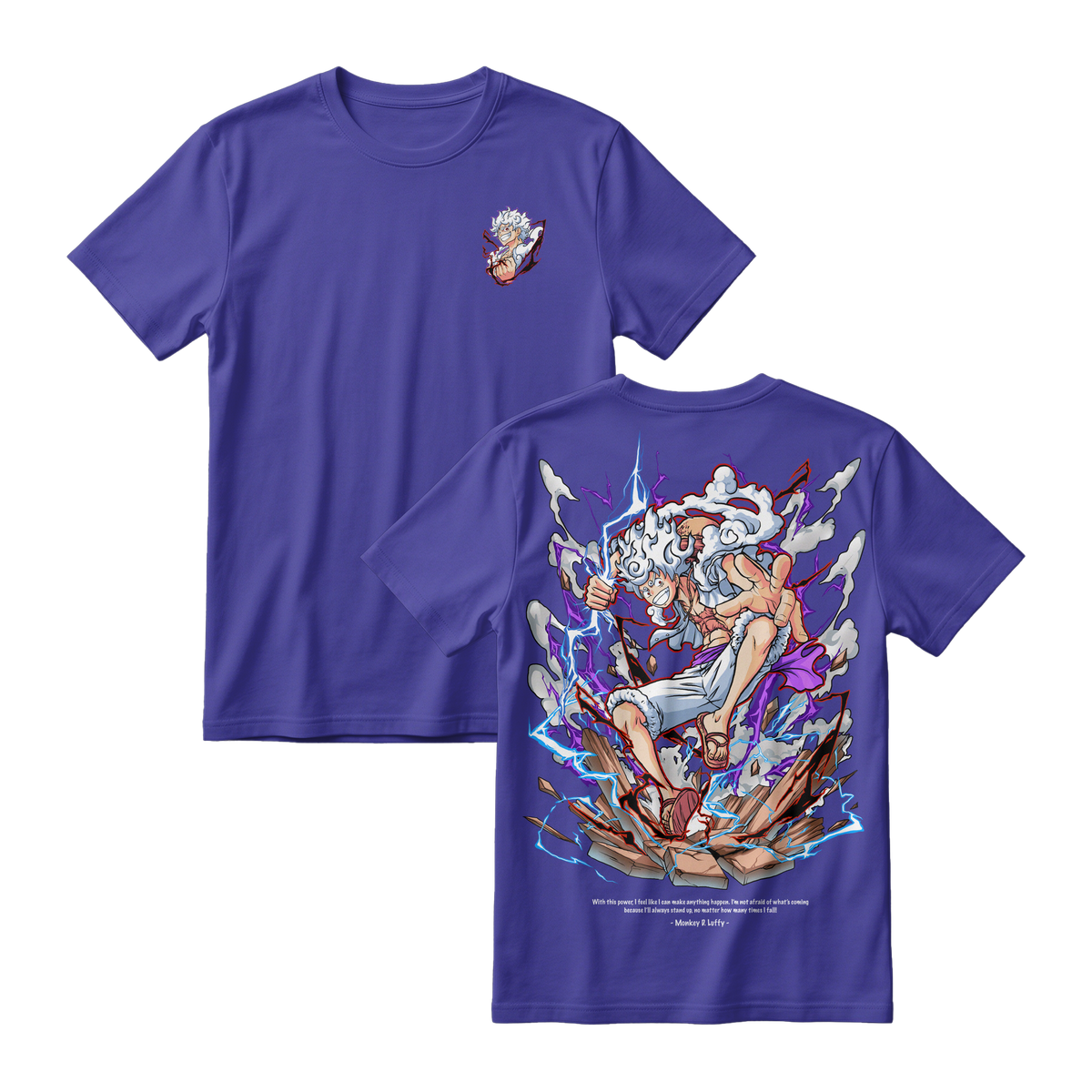 Anime One Piece Monkey D. Luffy Short Sleeve Tee - CADBURY