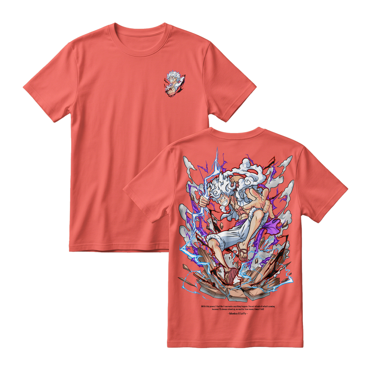 Anime One Piece Monkey D. Luffy Short Sleeve Tee - CINNAMON