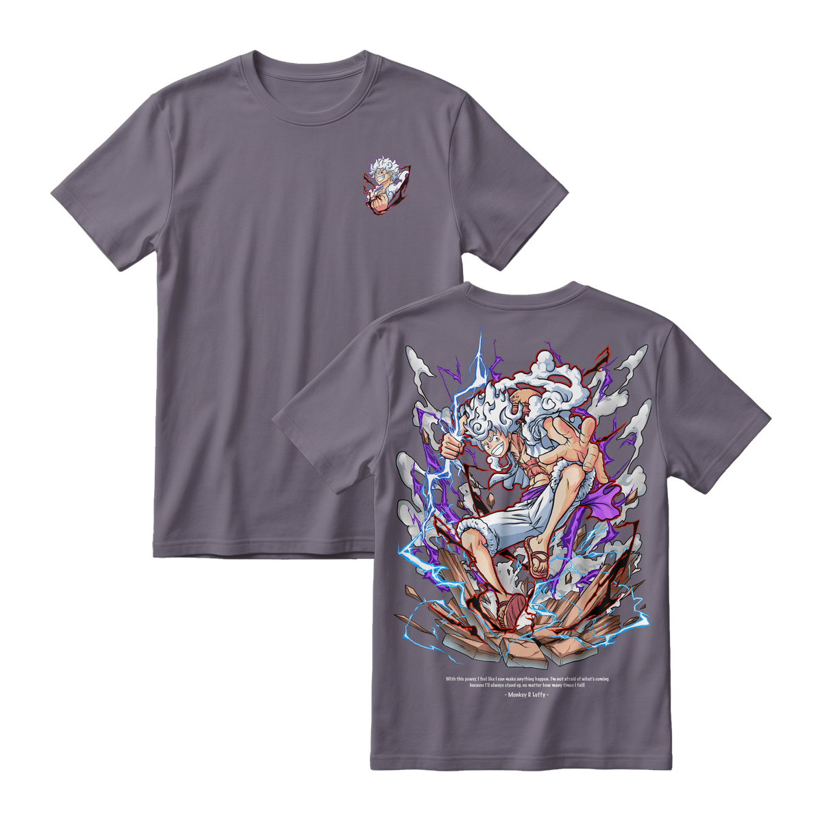 Anime One Piece Monkey D. Luffy Short Sleeve Tee - DARK-GREY