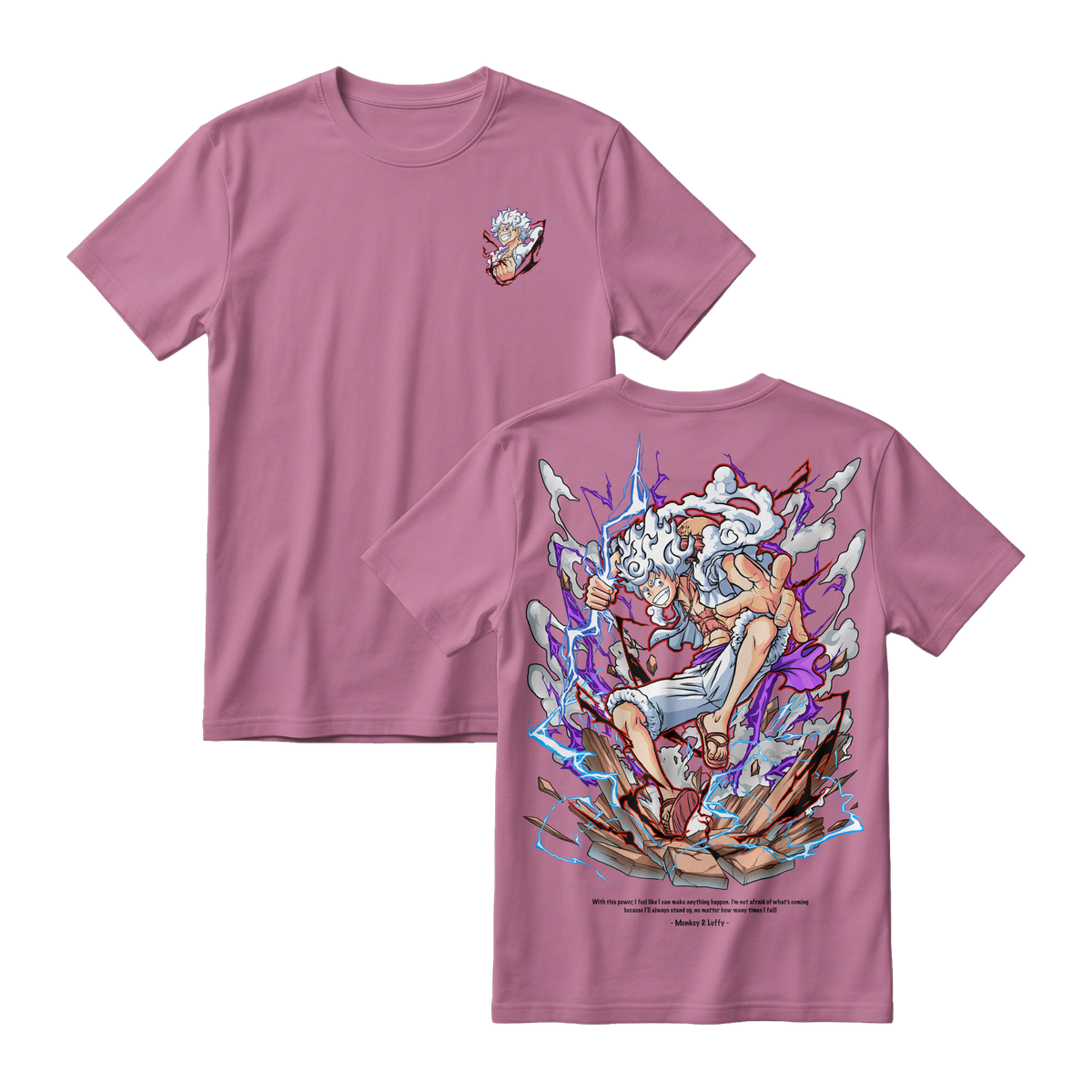 Anime One Piece Monkey D. Luffy Short Sleeve Tee -  LAVENDER