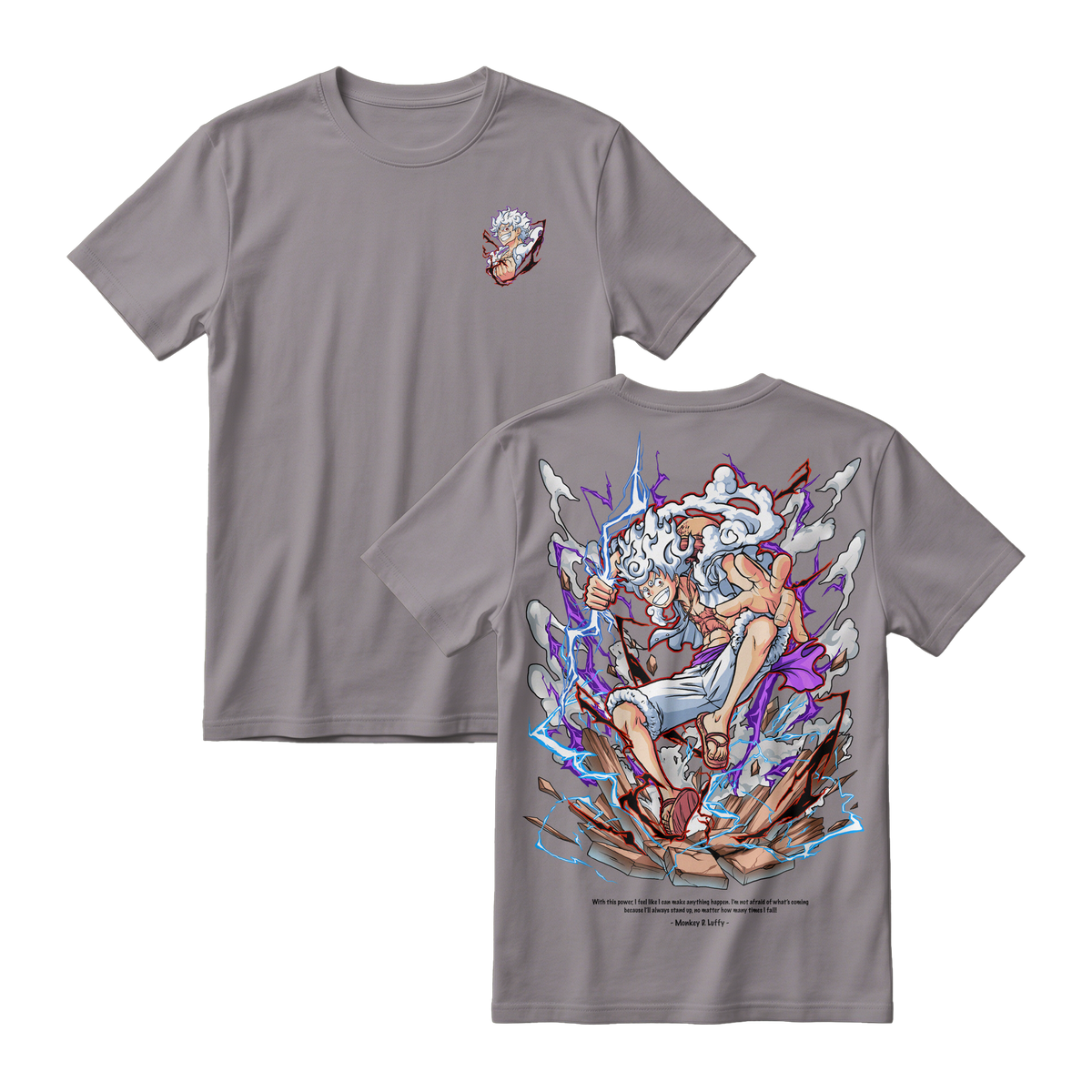 Anime One Piece Monkey D. Luffy Short Sleeve Tee -  SMOKE-GREY