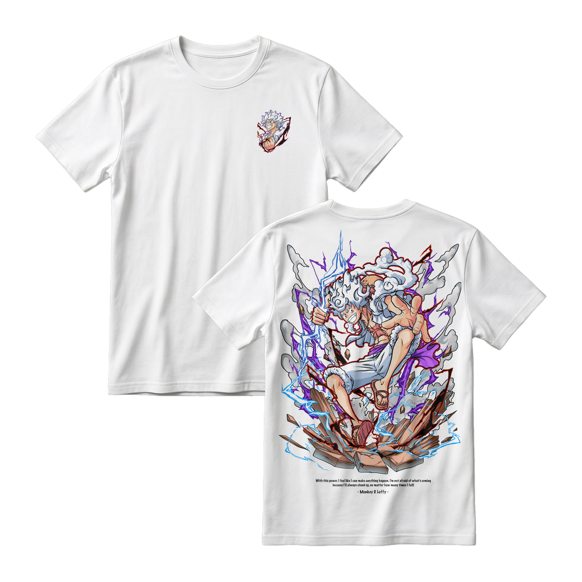 Anime One Piece Monkey D. Luffy Short Sleeve Tee -  WHITE