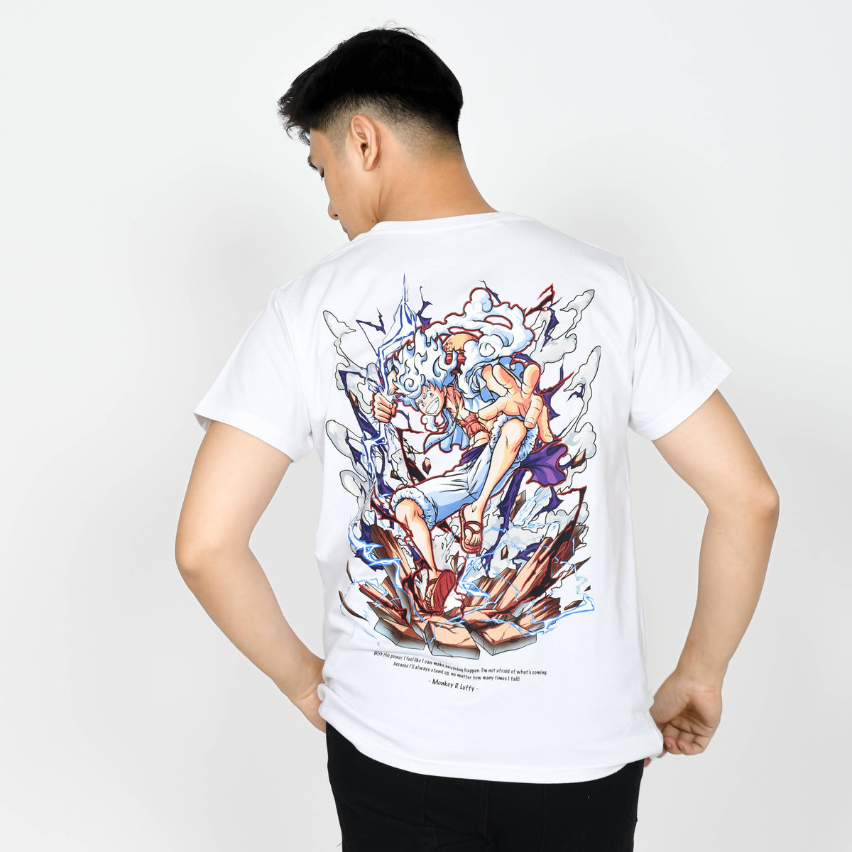 Anime One Piece Monkey D. Luffy Short Sleeve Tee - RZM001 - White PS 2