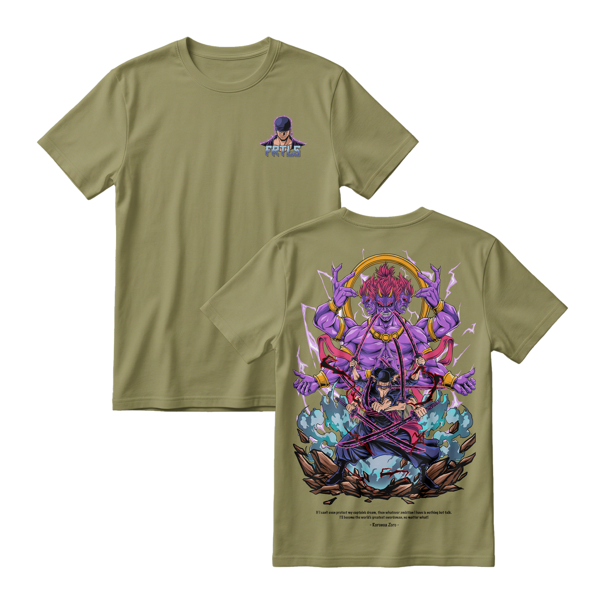 Anime One Piece Roronoa Zoro Short Sleeve Tee - ARMY