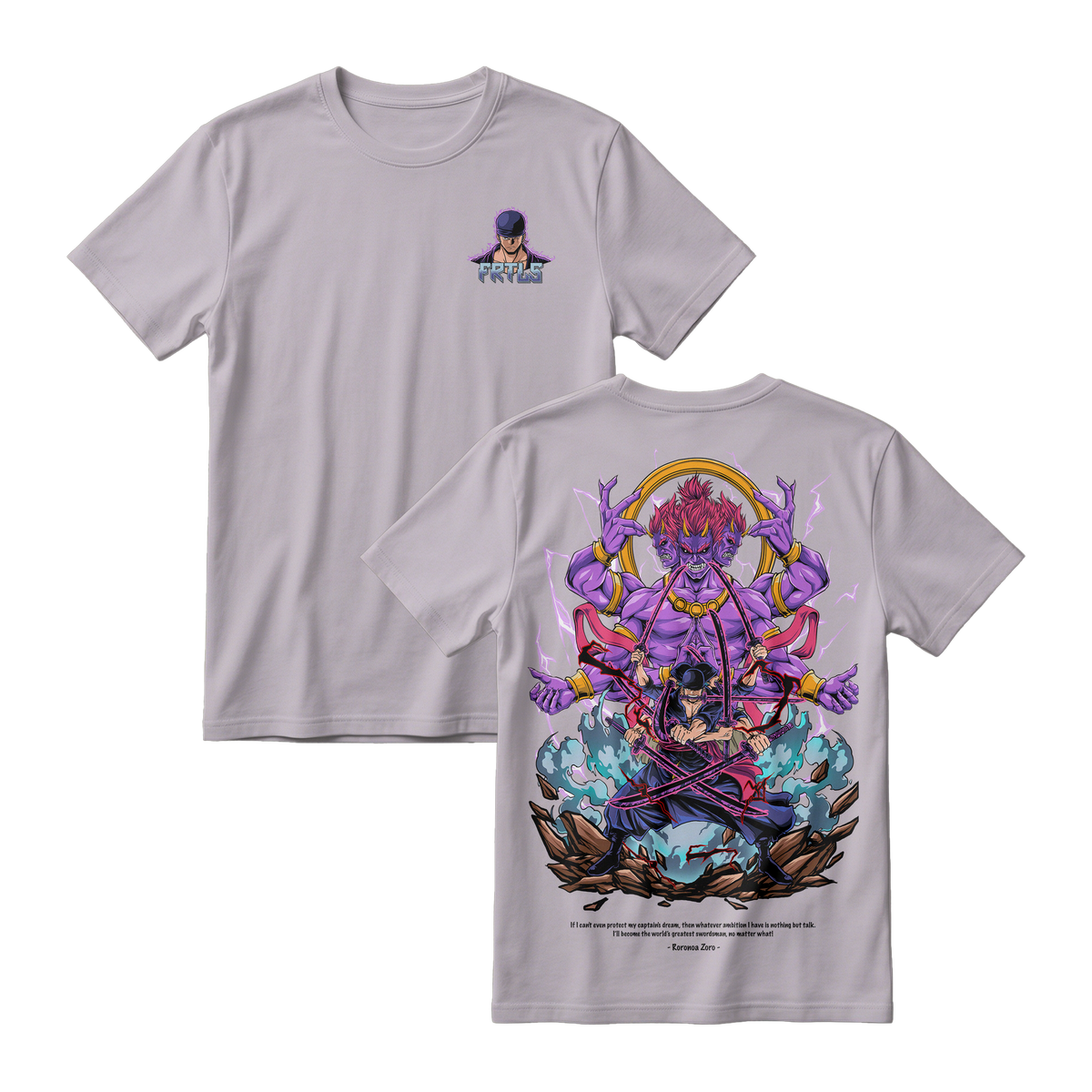 Anime One Piece Roronoa Zoro Short Sleeve Tee - ASH-GREY