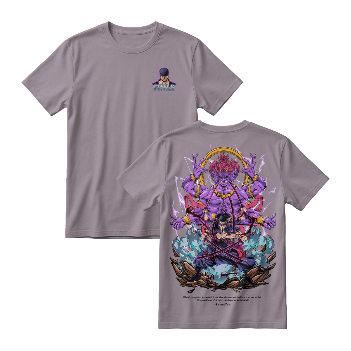 Anime One Piece Roronoa Zoro Short Sleeve Tee - ASPHALT-GREY