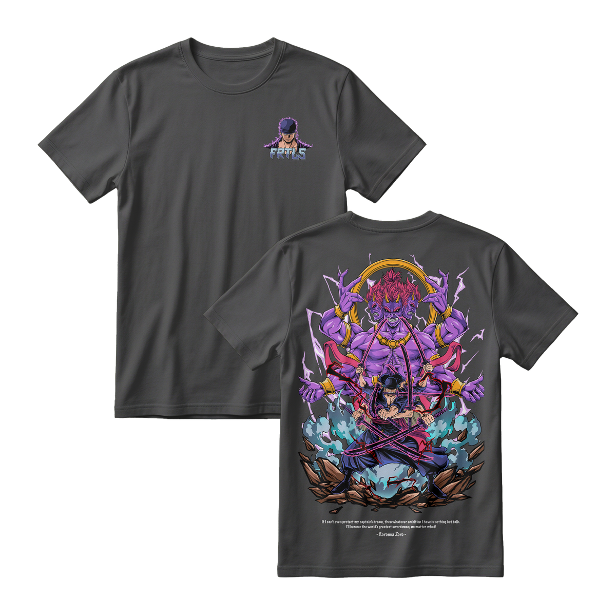 Anime One Piece Roronoa Zoro Short Sleeve Tee - BLACK-JELLY