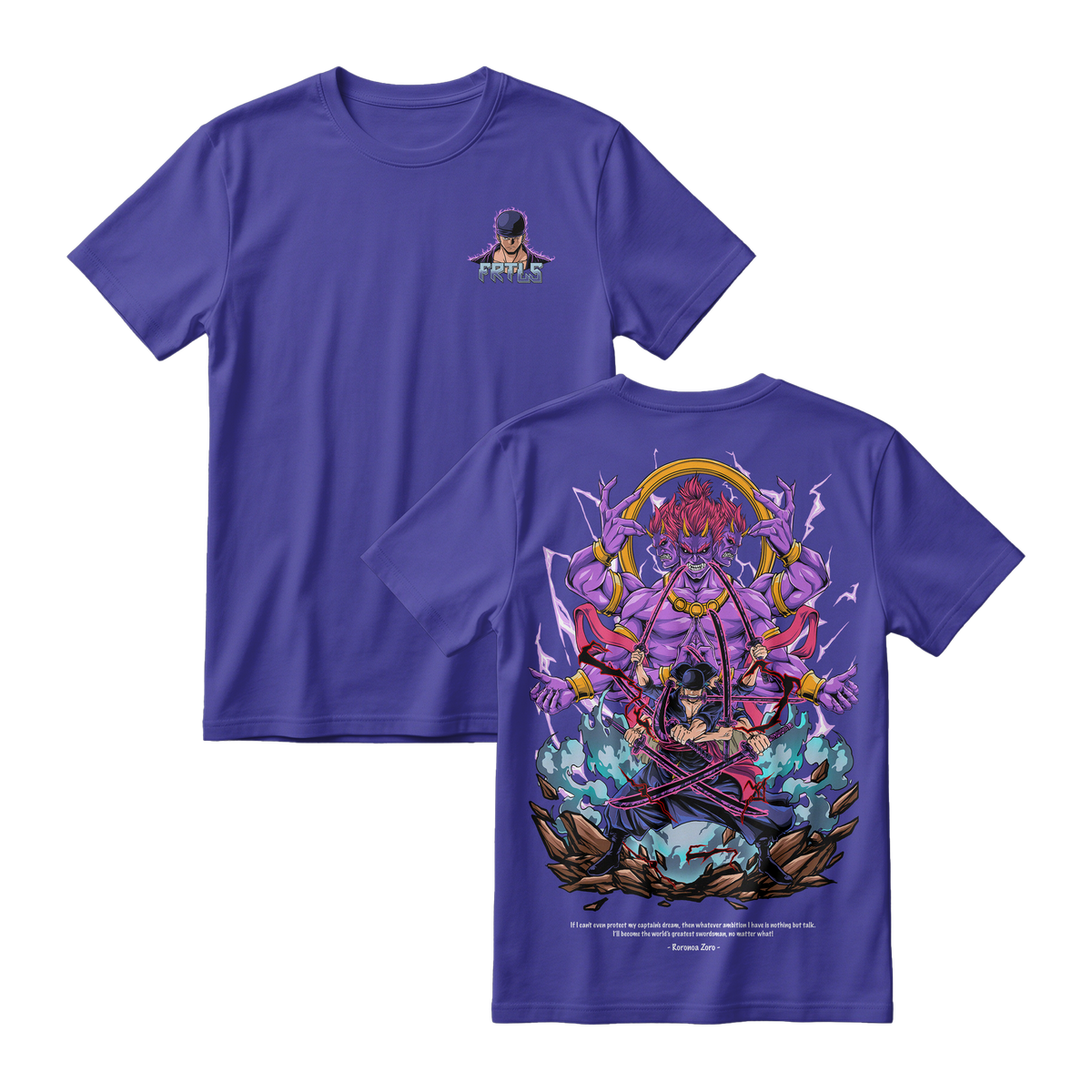 Anime One Piece Roronoa Zoro Short Sleeve Tee - CADBURY