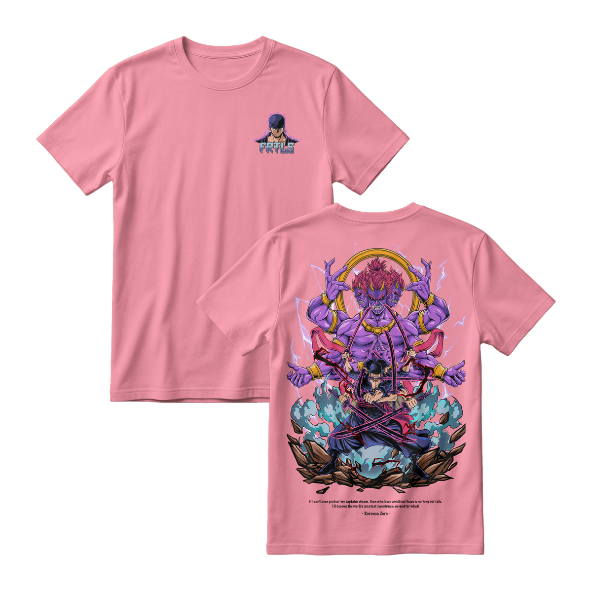 Anime One Piece Roronoa Zoro Short Sleeve Tee - FLAMINGO