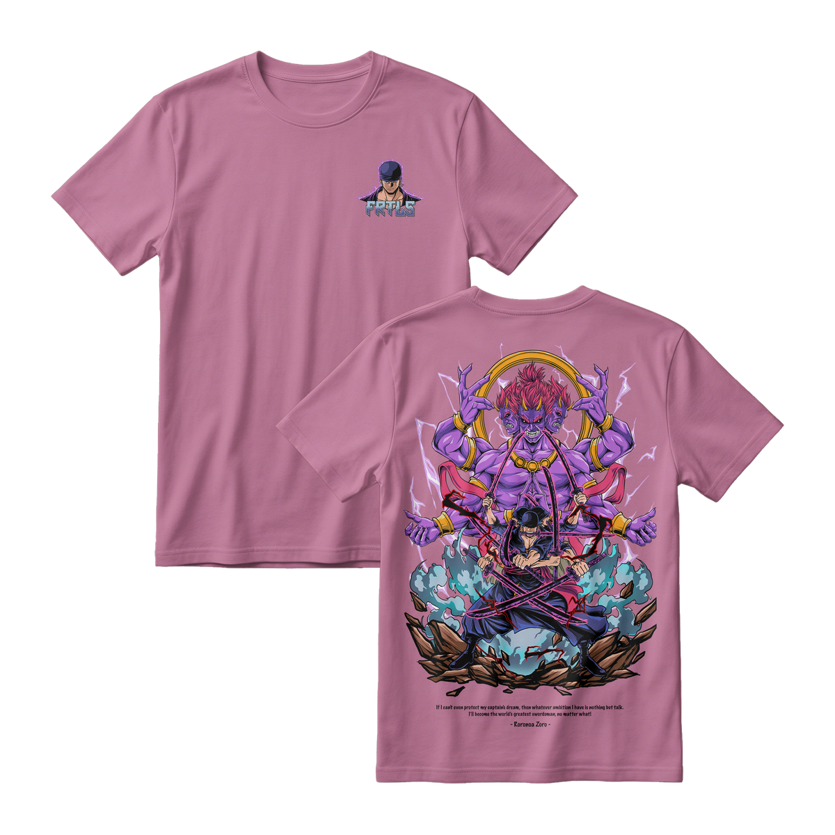 Anime One Piece Roronoa Zoro Short Sleeve Tee - LAVENDER